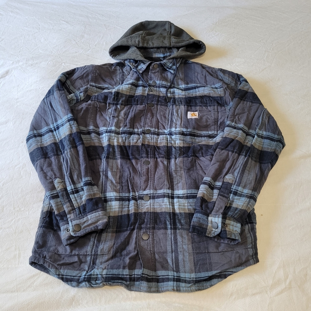 Carhartt Gray and Blue Plaid Jacket